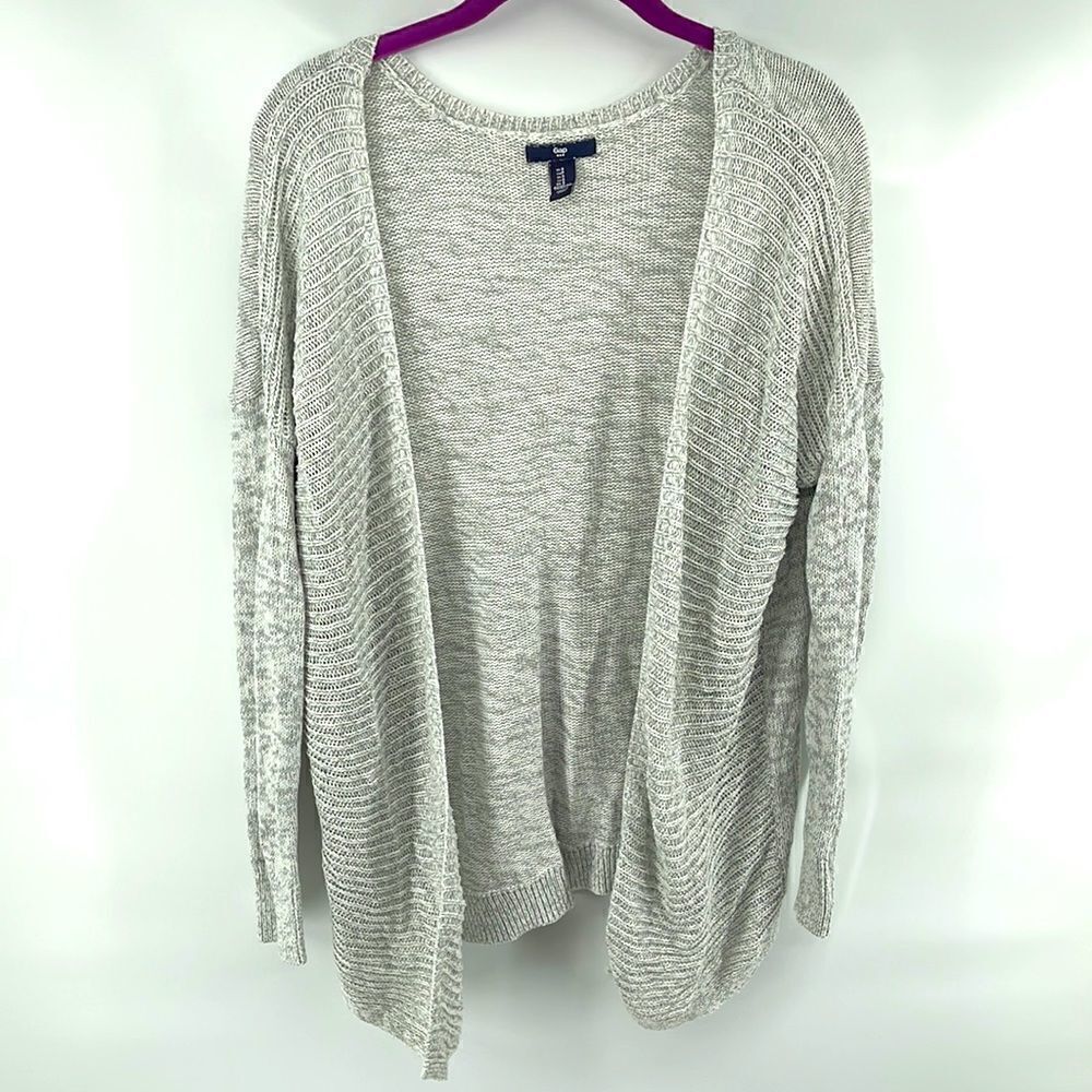 Gap light grey gray marked open front cardigan sweater EUC small
